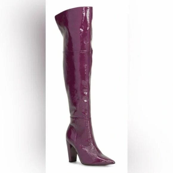 Vince Camuto: Ruby Rose Crinkle Patent Minnada Wide Calf OTK Thigh High Boots